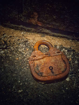 Old lock in scary basementの写真素材