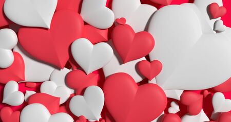 Happy Valentines Day and weeding design element. Pink Background. 3D illustrationの写真素材