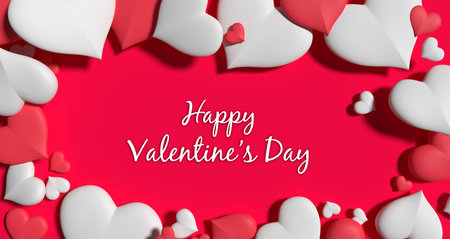 Happy Valentines Day and weeding design element. Pink Background. 3D illustration