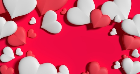 Happy Valentines Day and weeding design element. Pink Background. 3D illustrationの写真素材