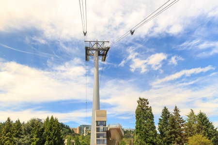 One of the Aerial Tram towers in Portland, Oregonの写真素材