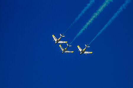 Hillsboro, Oregon - September 20, 2014: Bremont Horsemen F-86 Sabres perform at Oregon International Air Show.のeditorial素材