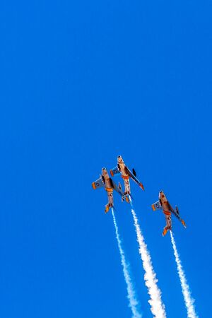 Hillsboro, Oregon - September 20, 2014: Bremont Horsemen F-86 Sabres perform at Oregon International Air Show.のeditorial素材