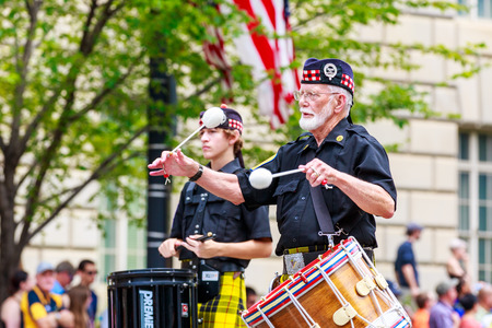 Washinton, D.C., USA - July 4, 2015: West Virginia Highlander Band of Davis & Elkins College in the annual National Independence Day Parade 2015.のeditorial素材