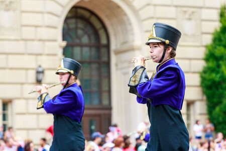 Washinton, D.C., USA - July 4, 2015: Taylorville High School Tornado Marching Band in the annual National Independence Day Parade 2015.のeditorial素材