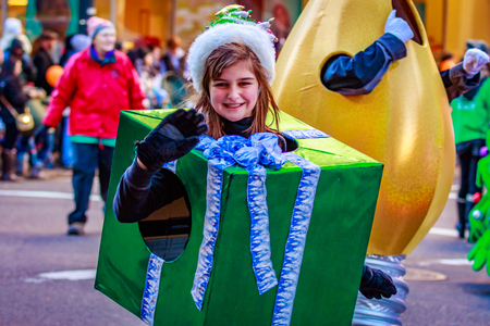 Portland, Oregon, USA - November 27, 2015: Costumed characters march in the annual My Macy's holiday Parade across Portland Downtown.のeditorial素材