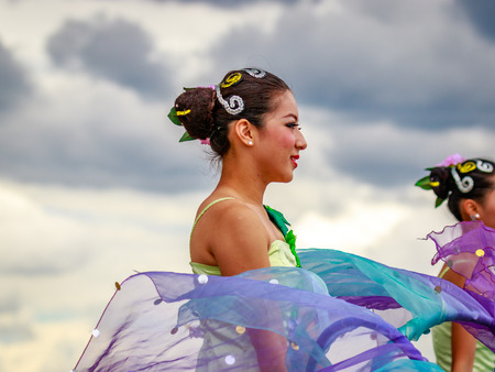 Portland, Oregon, USA - June 11, 2016: Shu-Te Home Economics & Commercial High School Marching Band in the Grand Floral Parade during Portland Rose Festival 2016.のeditorial素材