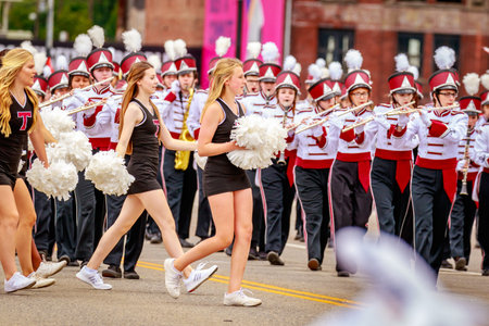 Portland, Oregon, USA - June 11, 2016: Tualatin High School Marching Band in the Grand Floral Parade...