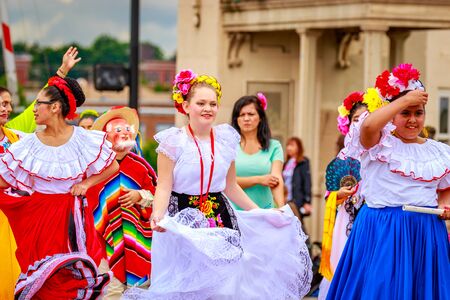 Portland, Oregon, USA - June 11, 2016: Latino Network presented by Portland Rose Festival Foundation Float in the Grand Floral Parade during Portland Rose Festival 2016.のeditorial素材