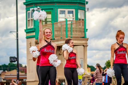 Portland, Oregon, USA - June 11, 2016: Southridge High School Hawkettes Dance Team in the Grand Floral Parade during Portland Rose Festival 2016.のeditorial素材