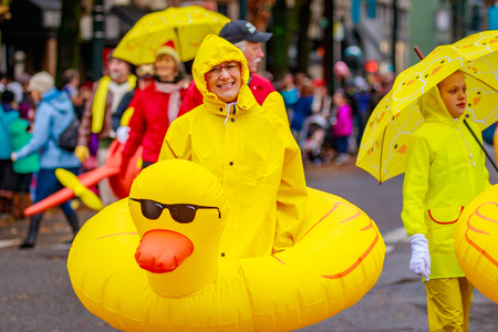Portland, Oregon, USA - November 25, 2016: Costumed characters march in the annual My Macy's holiday Parade across Portland Downtown.のeditorial素材
