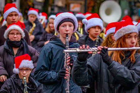 Portland, Oregon, USA - November 25, 2016: Baker Prairie Middle School Marching Band in the annual...