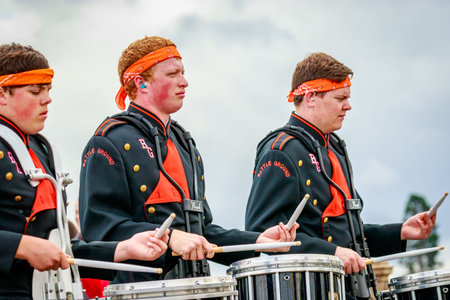 Portland, Oregon, USA - June 10, 2017: Battle Ground High School Marching Band in the Grand Floral...
