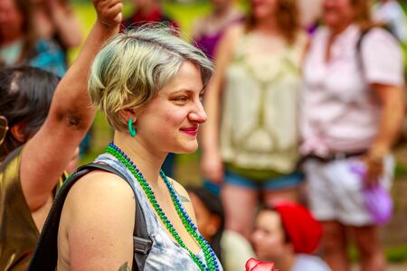 Portland, Oregon, USA - June 18, 2017: Portland's 2017 Pride Parade reflects the community diversity.のeditorial素材