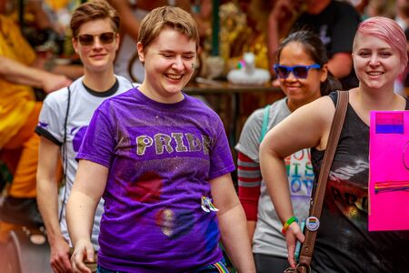 Portland, Oregon, USA - June 18, 2017: Portland's 2017 Pride Parade reflects the community diversity.のeditorial素材