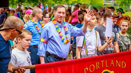 Portland, Oregon, USA - June 18, 2017: Portland's 2017 Pride Parade reflects the community diversity.のeditorial素材