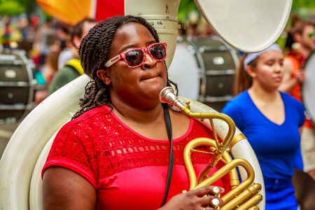 Portland, Oregon, USA - June 18, 2017: Portland's 2017 Pride Parade reflects the community diversity.のeditorial素材