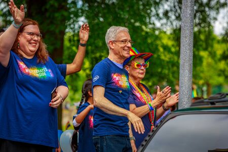 Portland, Oregon, USA - June 18, 2017: Intel in Portland's 2017 Pride Parade, which reflects the community diversity.のeditorial素材