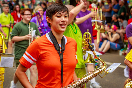 Portland, Oregon, USA - June 18, 2017: Portland's 2017 Pride Parade reflects the community diversity.のeditorial素材
