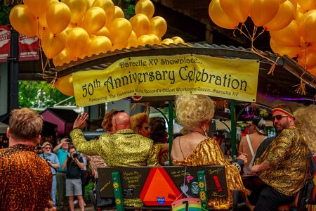 Portland, Oregon, USA - June 18, 2017: Portland's 2017 Pride Parade reflects the community diversity.のeditorial素材