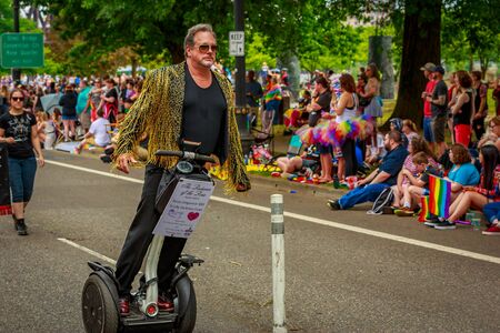 Portland, Oregon, USA - June 18, 2017: Portland's 2017 Pride Parade reflects the community diversity.のeditorial素材