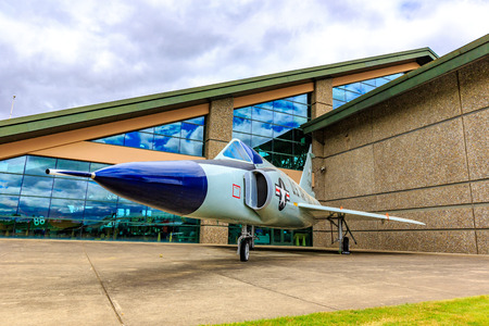 McMinnville, Oregon - August 7, 2016: US Air Force Convair F-102A Delta Dagger on exhibition at Evergreen Aviation & Space Museum.のeditorial素材