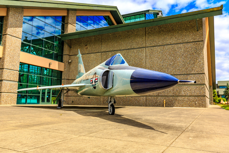 McMinnville, Oregon - August 7, 2016: US Air Force Convair F-102A Delta Dagger on exhibition at Evergreen Aviation & Space Museum.のeditorial素材