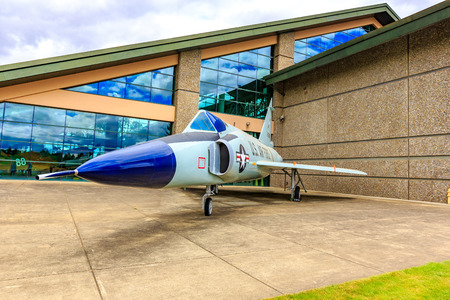 McMinnville, Oregon - August 7, 2016: US Air Force Convair F-102A Delta Dagger on exhibition at Evergreen Aviation & Space Museum.のeditorial素材