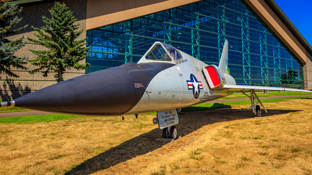 McMinnville, Oregon - August 21, 2017: US Air Force Convair F-106 Delta Dart on exhibition at Evergreen Aviation & Space Museum.のeditorial素材