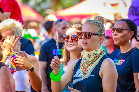 Portland, Oregon, USA - June 17, 2018: Portland's 2018 Pride Parade reflects the community diversity.のeditorial素材