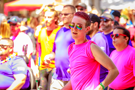 Portland, Oregon, USA - June 17, 2018: Portland's 2018 Pride Parade reflects the community diversity.のeditorial素材