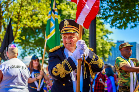 Portland, Oregon, USA - June 17, 2018: Portland's 2018 Pride Parade reflects the community diversity.のeditorial素材