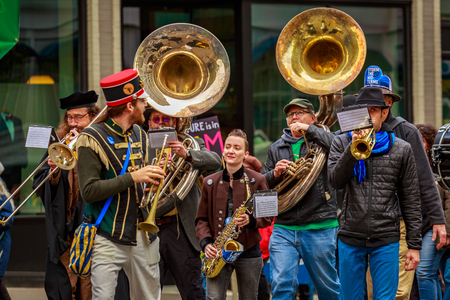 Portland, Oregon - April 14, 2018: People with signs at Portland March for Science.のeditorial素材