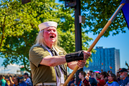 Portland, Oregon, USA - June 17, 2018: Portland's 2018 Pride Parade reflects the community diversity.のeditorial素材