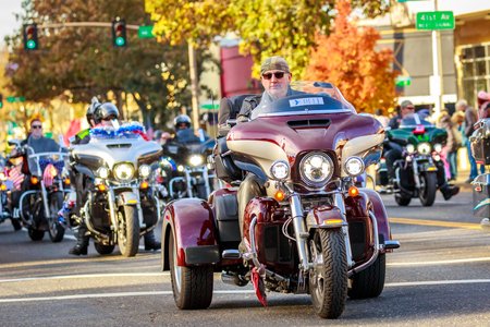 Portland, Oregon, USA - November 12, 2018: Combat Veteran Motorcycle Association in the annual Ross Hollywood Chapel Veterans Day Parade, in northeast Portland.のeditorial素材