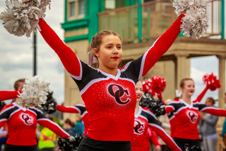 Portland, Oregon, USA - June 8, 2019: Oregon City High School Marching Band in the Grand Floral...