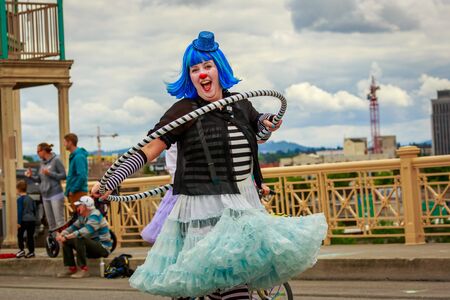 Portland, Oregon, USA - June 8, 2019: Rose Festival Circus Corps in the Grand Floral Parade, during Portland Rose Festival 2019.のeditorial素材
