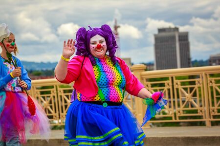 Portland, Oregon, USA - June 8, 2019: Rose Festival Circus Corps in the Grand Floral Parade, during Portland Rose Festival 2019.のeditorial素材