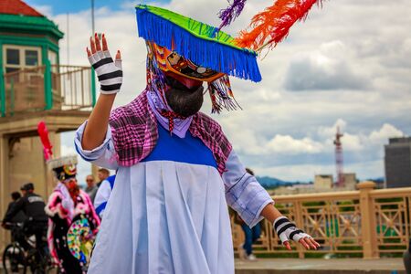 Portland, Oregon, USA - June 8, 2019: Comparsa Orgullo Morelense Cemiac in the Grand Floral Parade, during Portland Rose Festival 2019.のeditorial素材