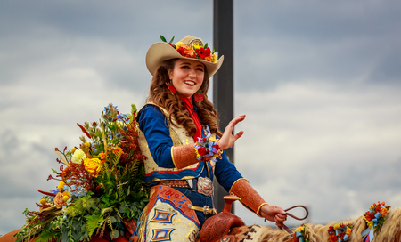 Portland, Oregon, USA - June 8, 2019:  in the Grand Floral Parade, during Portland Rose Festival 2019.のeditorial素材