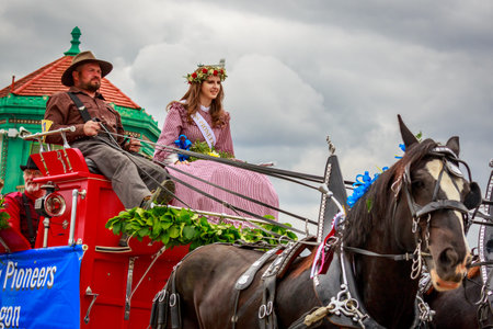 Portland, Oregon, USA - June 8, 2019: Sons & Daughters of Oregon Pioneers in the Grand Floral...