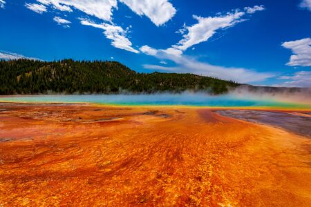 Grand Prismatic Spring in Yellowstone National Park is the largest hot spring in United Statesの写真素材