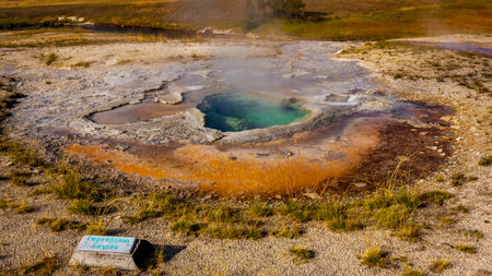 Depression Geyser near Firehole River, Yellowstone National Parkの写真素材