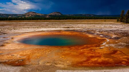Opal Pool is a hot spring in the Midway Geyser Basin of Yellowstone National Parkの写真素材