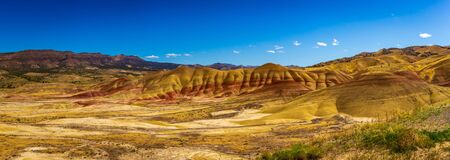 Painted Hills National Monument, in Mitchell Oregon, colorful layers show geological eras.の写真素材