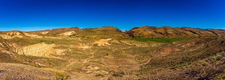 Panorama view from Mascall overlook of Mascall Formation at John Day Fossil Beds Natonal Monument, Oregon.の写真素材