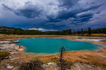 Black Diamond Pool in Biscuit Basin, Yellowstone National Parkの写真素材