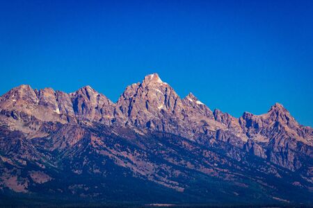 Teton Range viewed from along Teton Park Road, in Grand Teton National Parkの写真素材