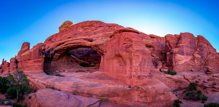 Tower Arch in the morning, Arches National Park, Utahの写真素材