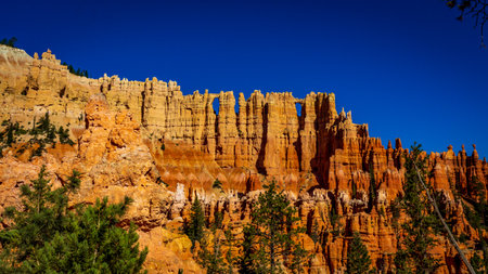 Wall of Windows in Bryce Amphitheater, Bryce Canyon National Park, Utahの写真素材